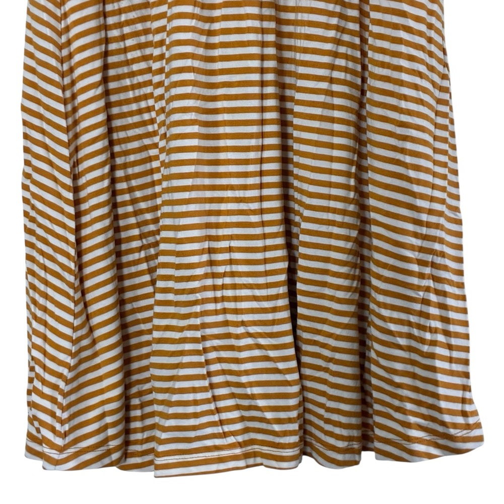 Old Navy | Orange white striped scoop crewneck sleeveless stretch midi dress - Picture 5 of 12
